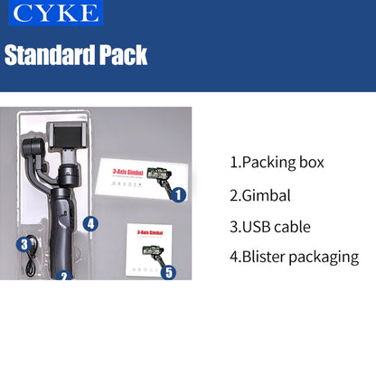 CYKE H4 Gimbal 3 Axis Cell Phone Control the Focal Length Professional Stabilizer Face Tracking Vlog Selfie Stick  F6