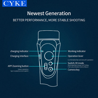 CYKE H4 Gimbal 3 Axis Cell Phone Control the Focal Length Professional Stabilizer Face Tracking Vlog Selfie Stick  F6